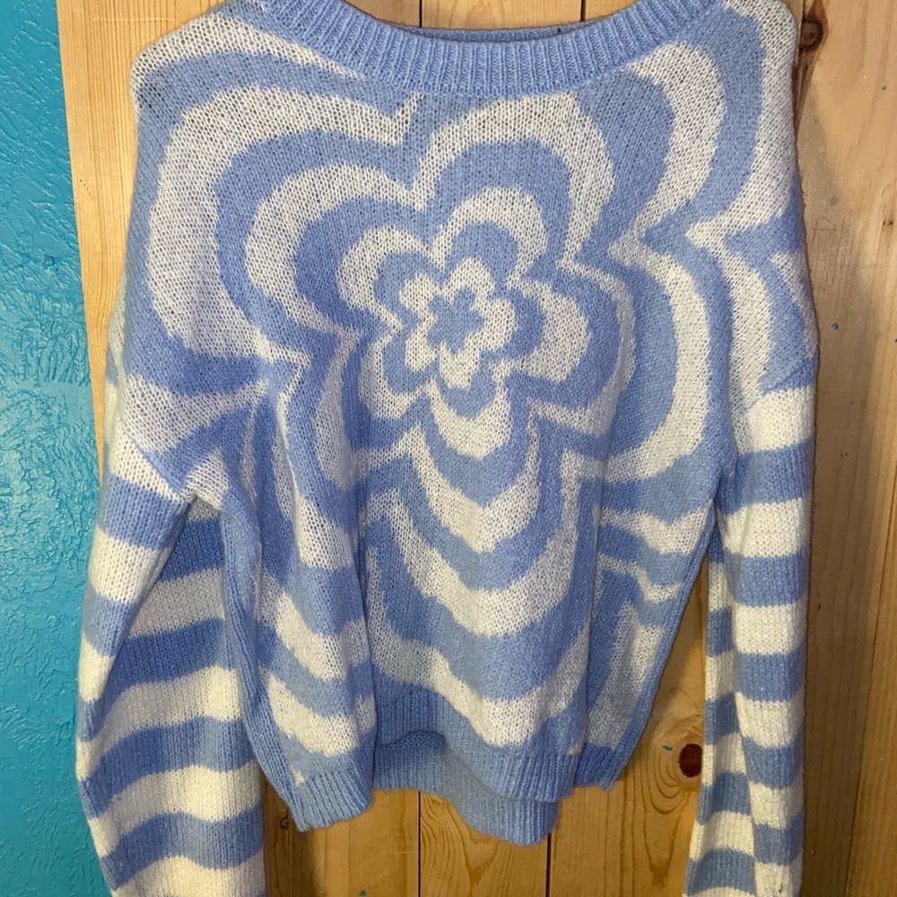 Blue designed sweater